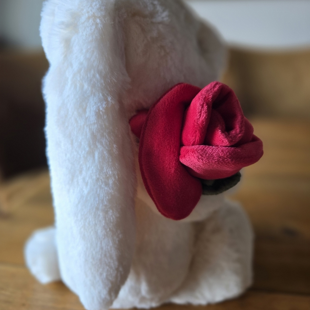 Jellycat Cream Bunny With Rose Soft & Plush 12.2x4.7x3.5" BNWT Authentic - Picture 6 of 7